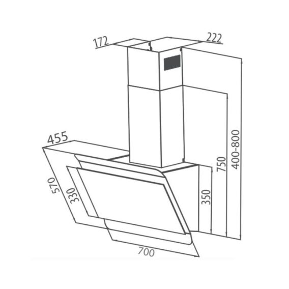 Kích thước Máy hút mùi Canzy CZ 2770H