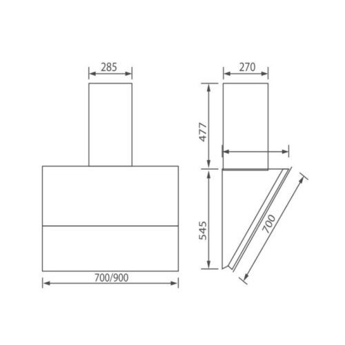 Kích thước Máy hút mùi Canzy CZ 2870GH