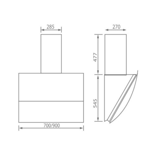 Kích thước Máy hút mùi Canzy CZ 70EA