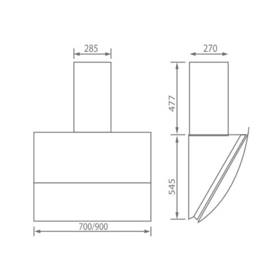 Kích thước Máy hút mùi Canzy CZ 70EA