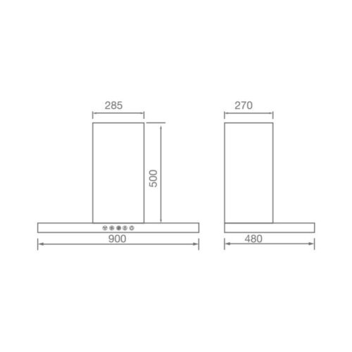 Kích thước Máy hút mùi Canzy CZ B53C