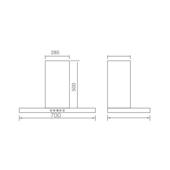 Kích thước Máy hút mùi Canzy CZ HE70BK