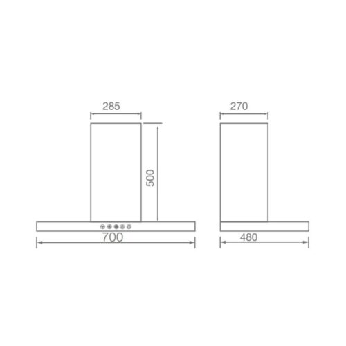 Kích thước Máy hút mùi Canzy CZ HE70SS