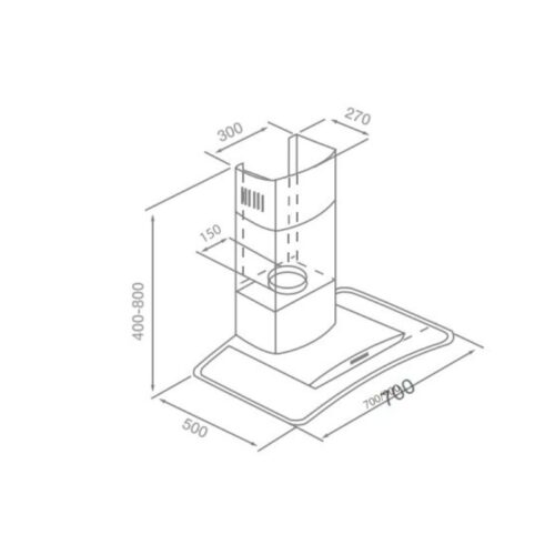 kích thước của Máy hút mùi Canzy CZ DELUXE 70