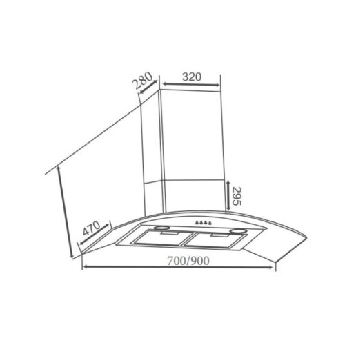 kích thước của máy hút mùi Canzy CZ MLH890