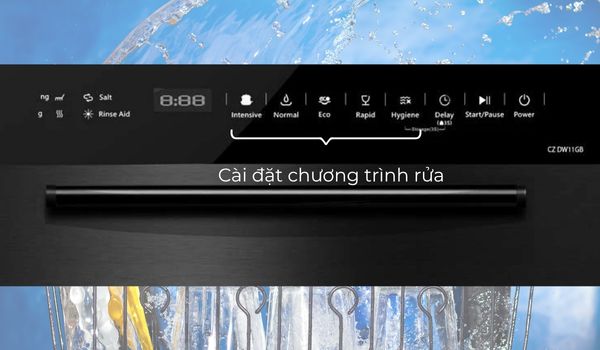 Hướng dẫn cách sử dụng máy rửa bát Canzy 4 Cài đặt chương trình rửa