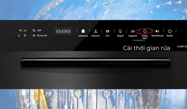 Hướng dẫn cách sử dụng máy rửa bát Canzy 5 Cài thời gian rửa