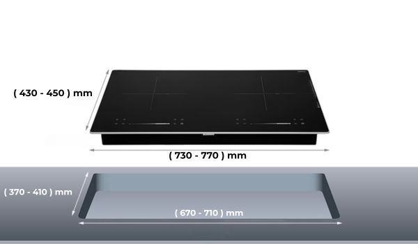 Kích thước bếp từ đôi Canzy