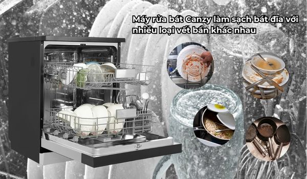 Đánh giá máy rửa bát Canzy có tốt không? 6 Máy rửa bát Canzy rửa bát sạch sẽ